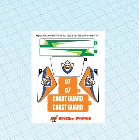 Replica Replacement sticker  Set: City Coast Guard Sailboat Rescue 60168