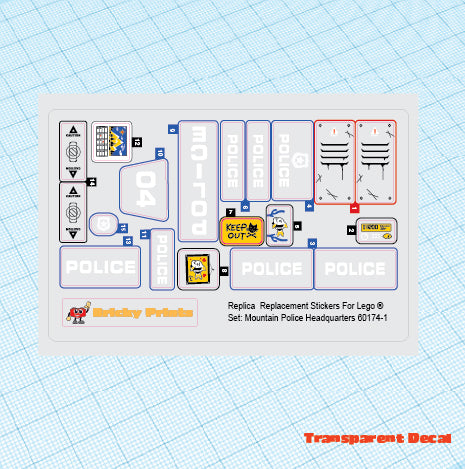 Replica Replacement sticker set: City Police 60174 - Mountain Police Headquarters