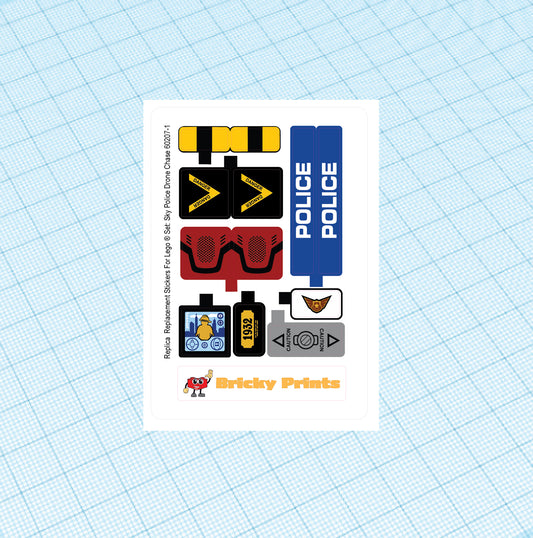 Replica Replacement sticker set: City Police Sky Police Drone Chase 60207
