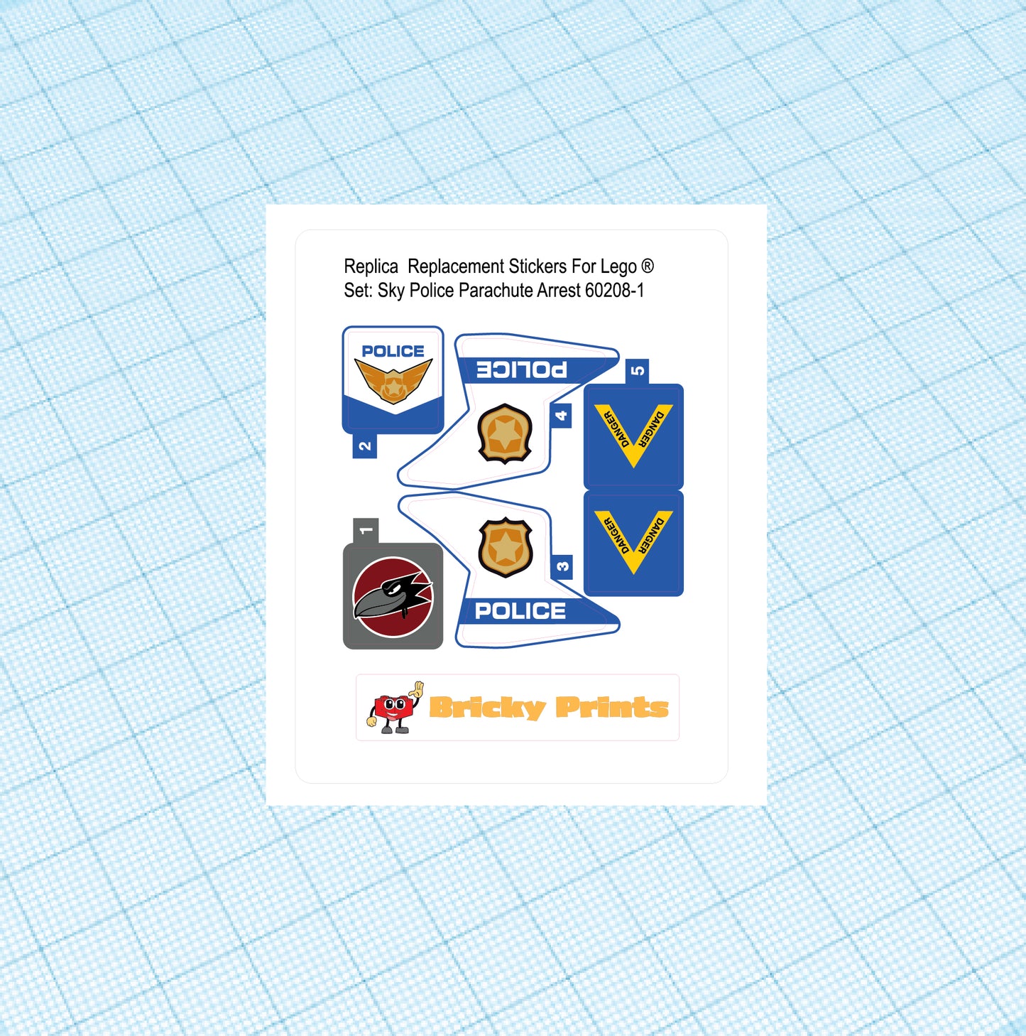 Replica Replacement sticker set: City Police Sky Police Parachute Arrest 60208