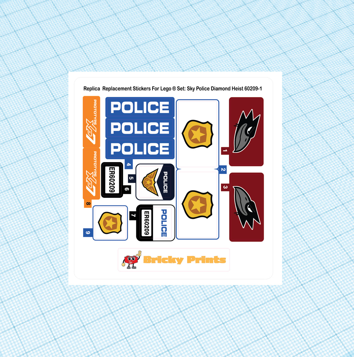 Replica Replacement sticker set: City Police Sky Police Diamond Heist 60209