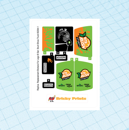 Replica Replacement sticker Set: City Stuntz Stunt Show Truck 60294