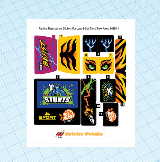 Replica Replacement sticker Set: City Stuntz Stunt Show Arena 60295
