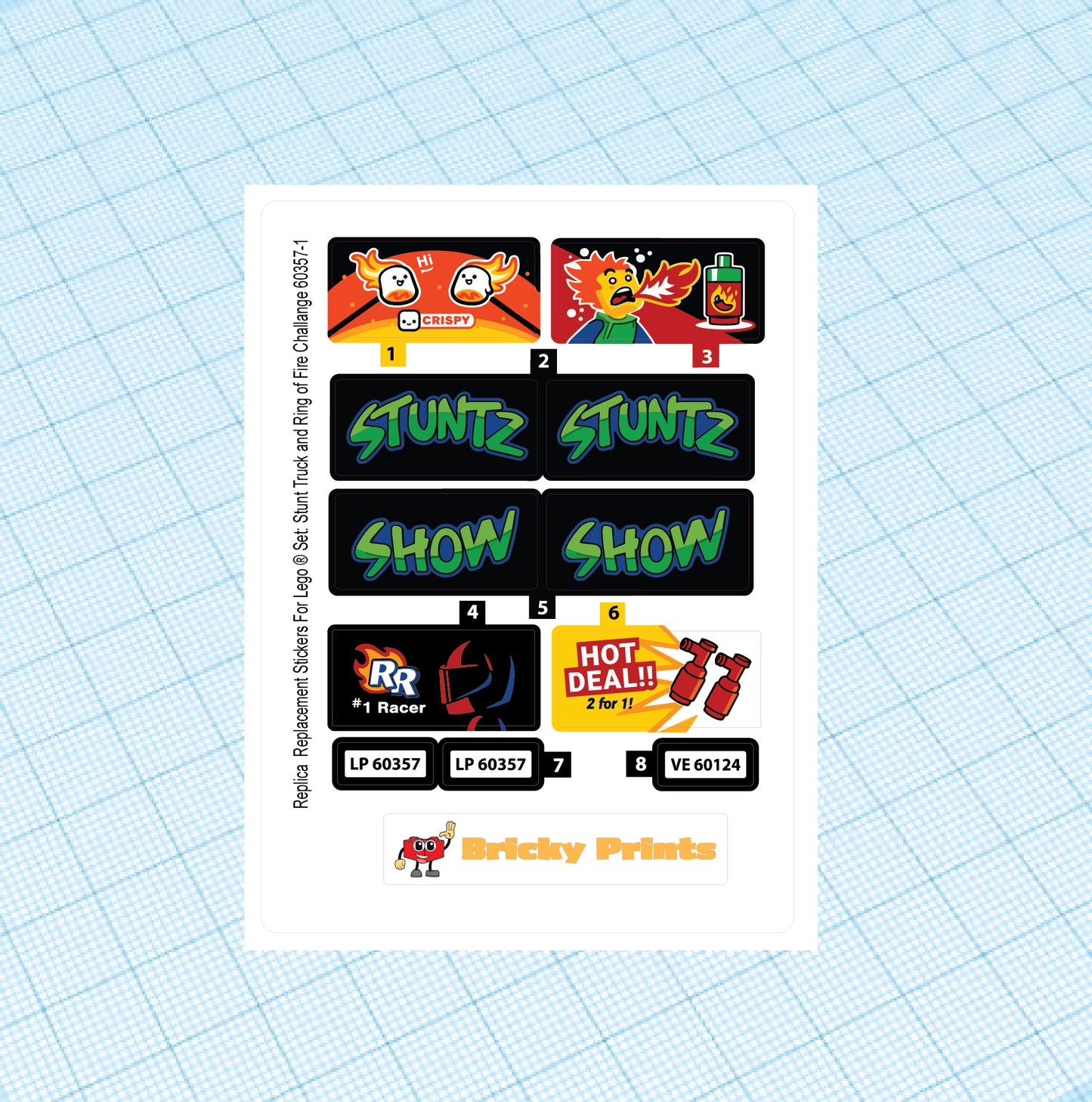 Replica Replacement sticker Set: City Stuntz Stunt Truck and Ring of Fire Challenge 60357