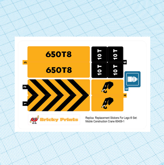 Replica Replacement sticker set: City Construction Mobile Construction Crane 60409