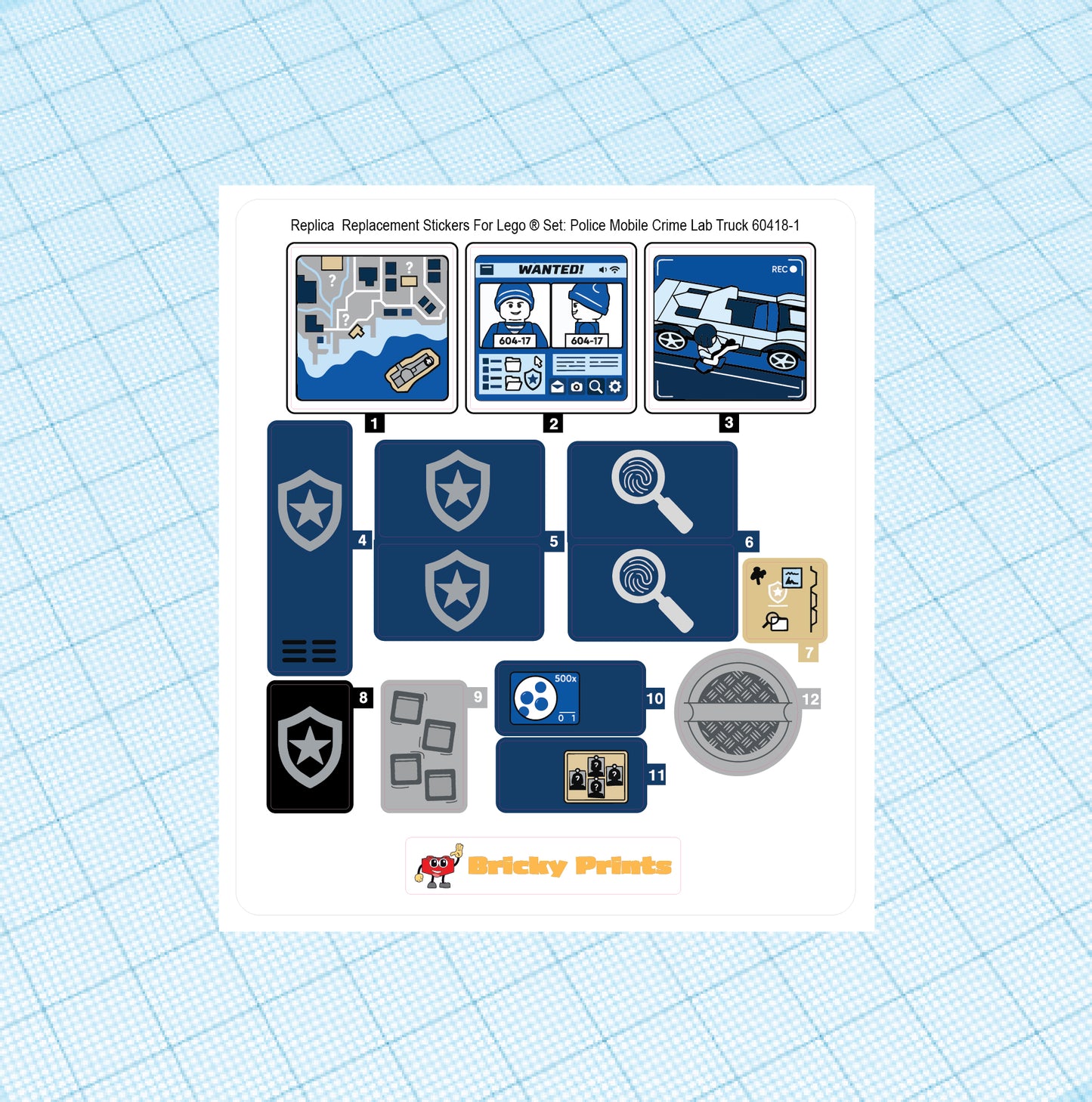 Replica Replacement sticker set: City Police Mobile Crime Lab Truck 60418