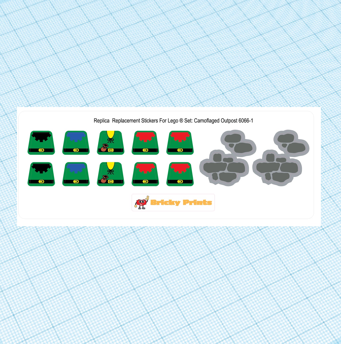 Replica Replacement sticker set: Classic Castle Camouflaged Outpost 6066