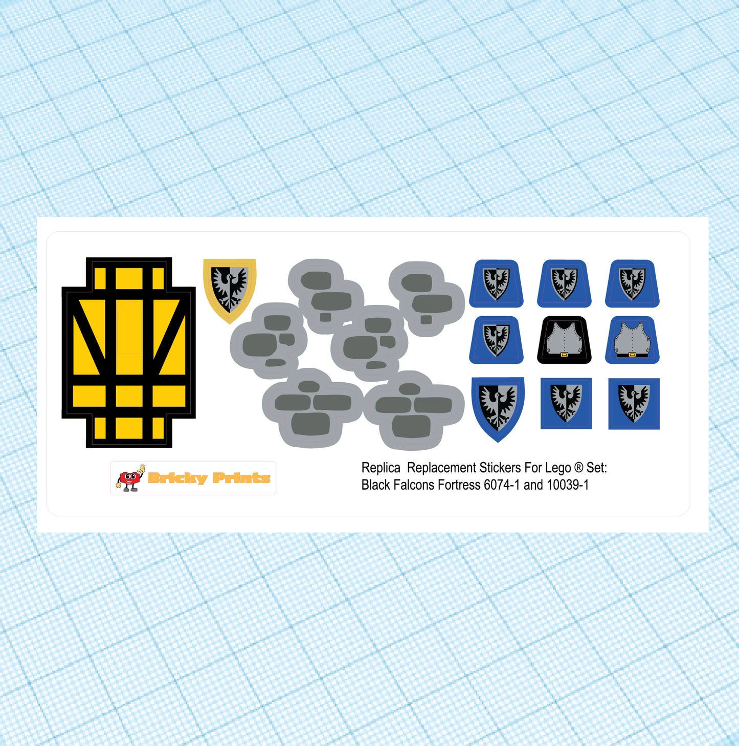 Replica Replacement sticker set: Classic Castle Black Falcon's Fortress 6074