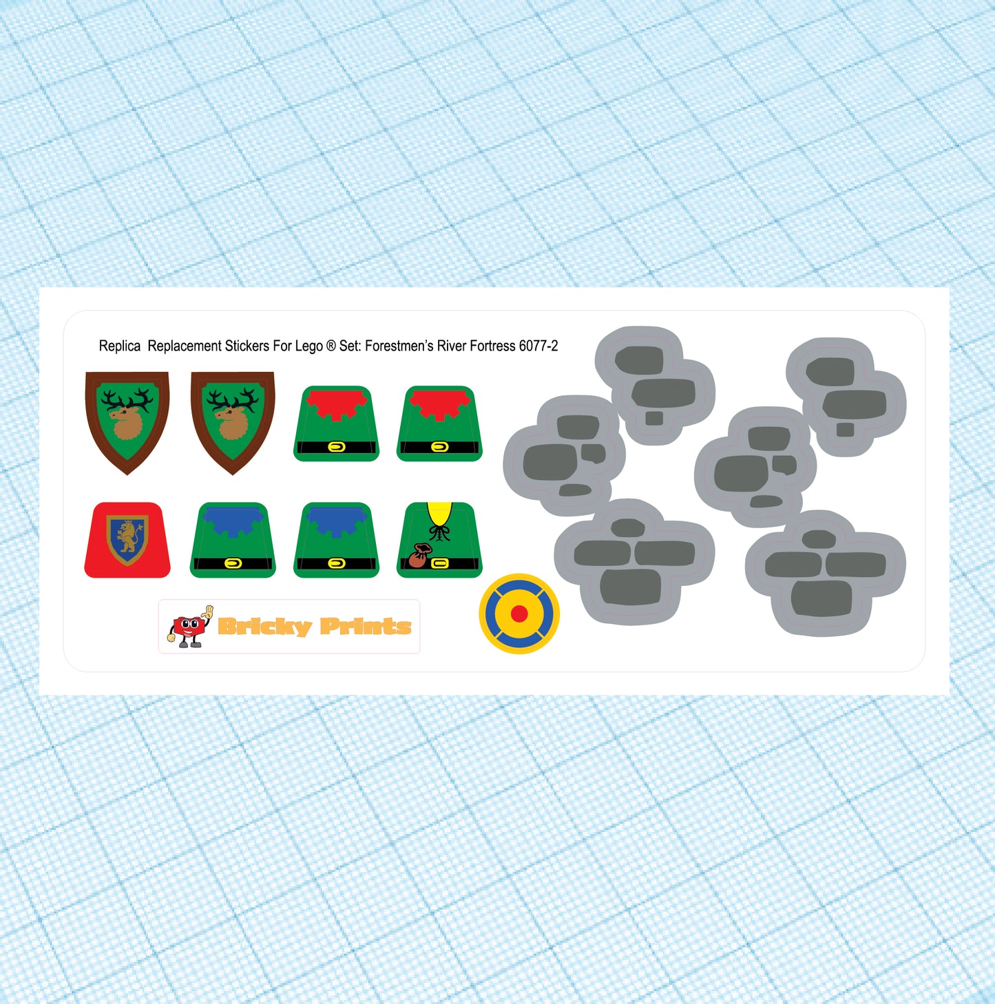 Replica Replacement sticker set: Classic Castle Forestmen's River Fortress 6077-2