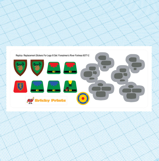 Replica Replacement sticker set: Classic Castle Forestmen's River Fortress 6077-2