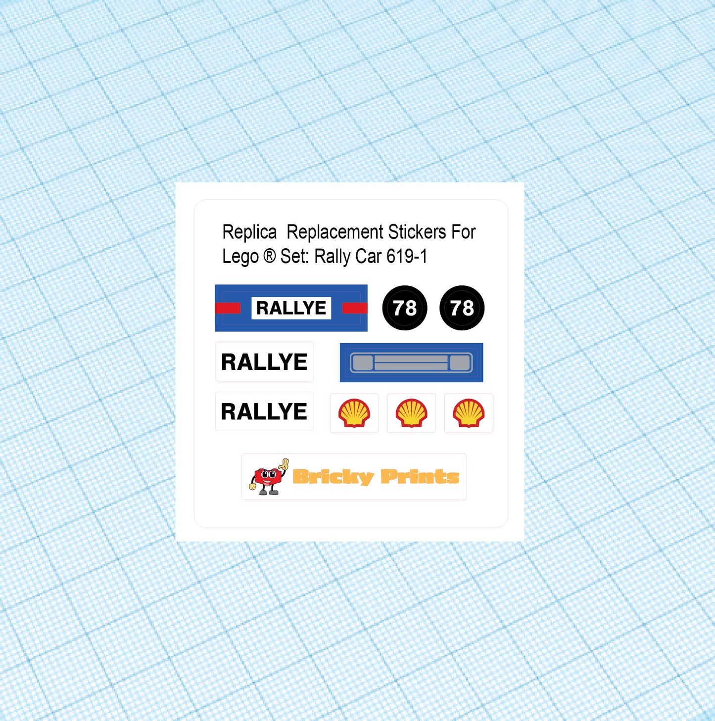 Replica Replacement sticker set: Rally Car 619