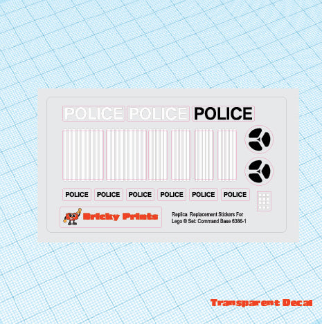 Replica Replacement sticker Set: Classic Town Police Command Base 6386