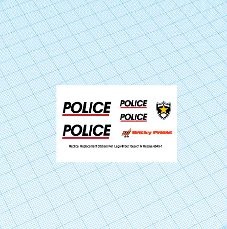 Replica Replacement sticker Set: Classic Town Police Search N Rescue 6545