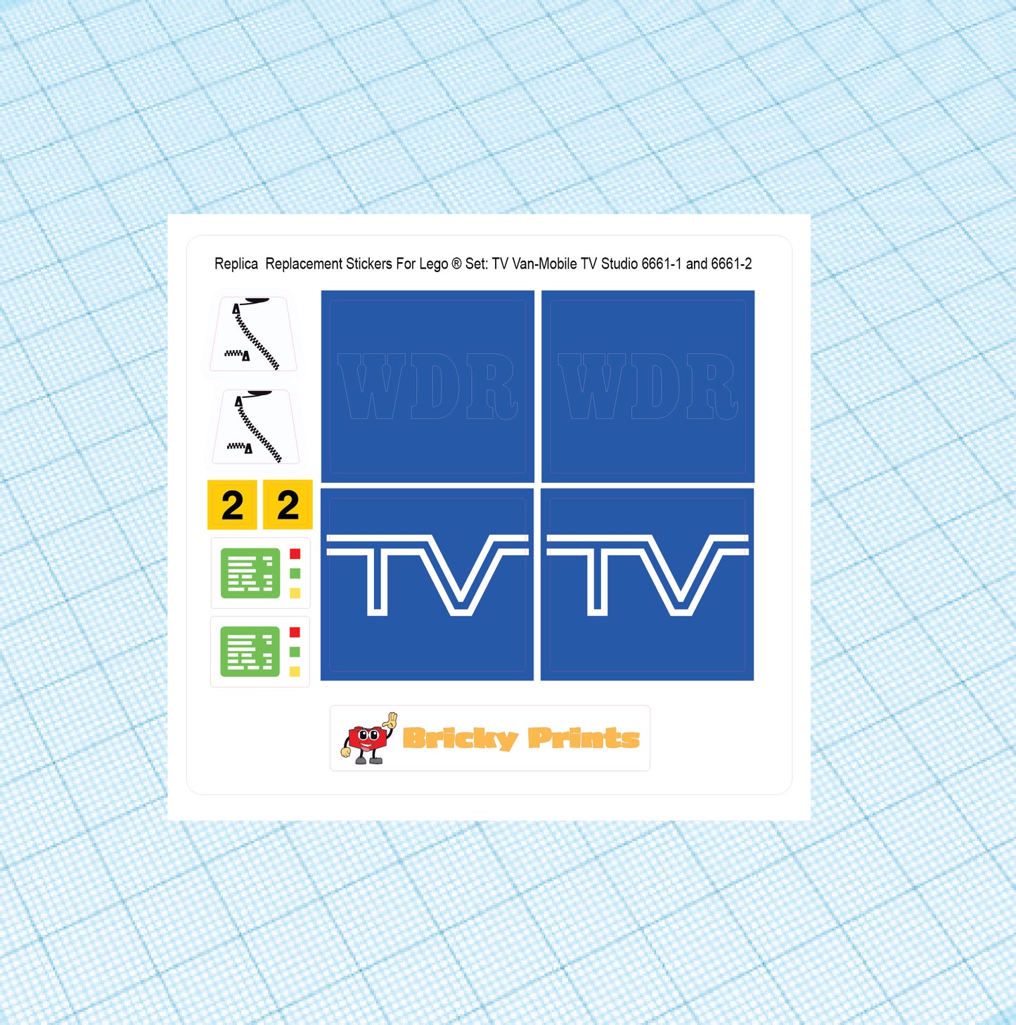 Replica Replacement sticker set: Classic Town Traffic TV Van-Mobile TV Studio 6661-1
