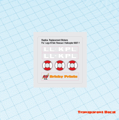 Replica Replacement sticker set: Classic Town Coast Guard Rescue-I Helicopter 6697