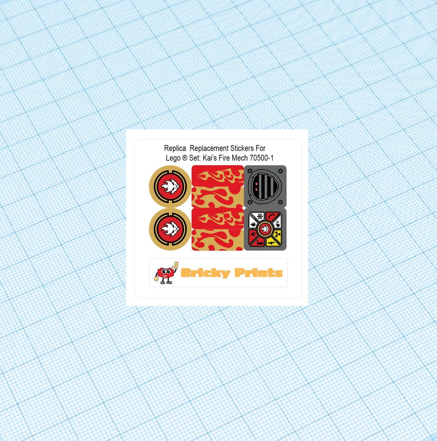 Replica Replacement sticker set: Kai's Fire Mech 70500