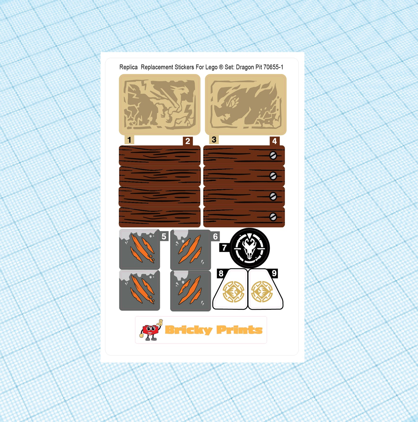 Replica Replacement sticker set: Dragon Pit 70655