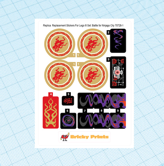 Replica Replacement sticker set: Battle for Ninjago City 70728