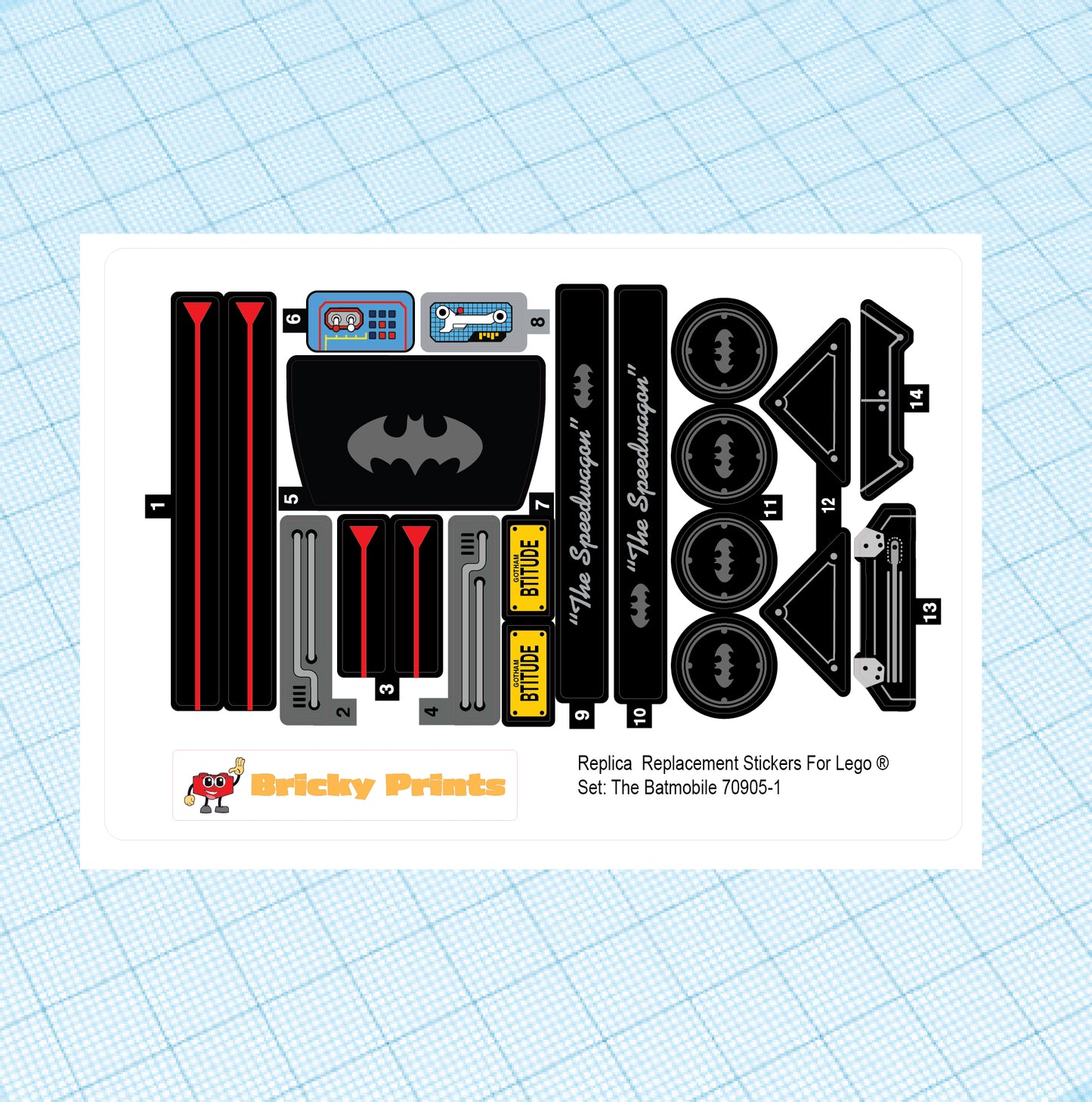 Replica Replacement sticker Set: The Bat Mobile 70905
