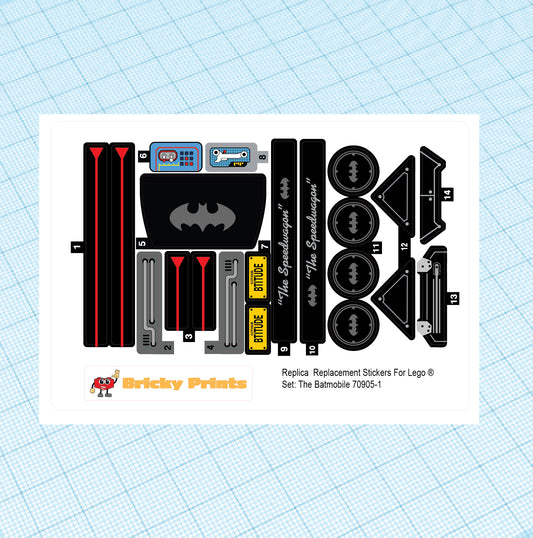 Replica Replacement sticker Set: The Bat Mobile 70905