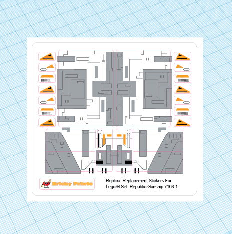 Replica Replacement sticker Set: Republic Gunship 7163
