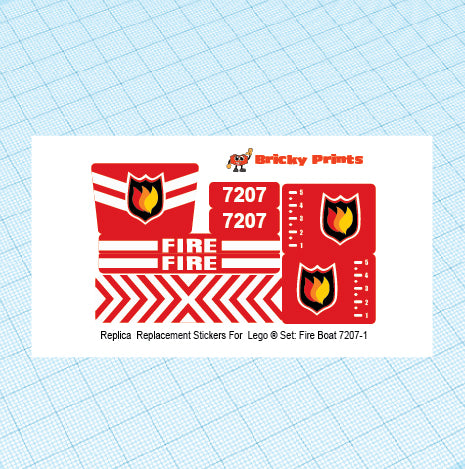 Replica Replacement sticker Set: City Fire 7207 - Fire Boat