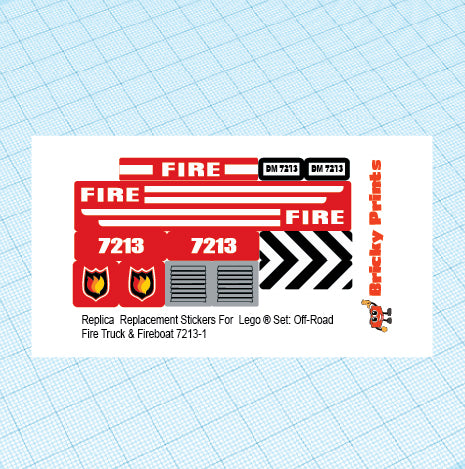 Replica Replacement sticker Set: City Fire 7213 - Off-Road Fire Truck & Fireboat