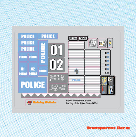 Replica Replacement sticker set:  City Police Station 7498-1