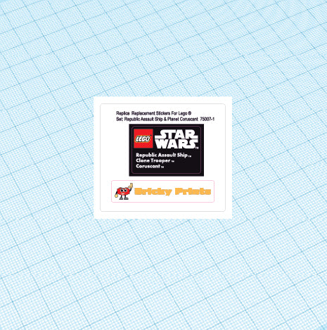 Replica Replacement sticker Set: Republic Assault Ship & Planet Coruscant 75007