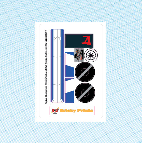 Replica Replacement sticker Set: Custom Jedi Starfighter 75087