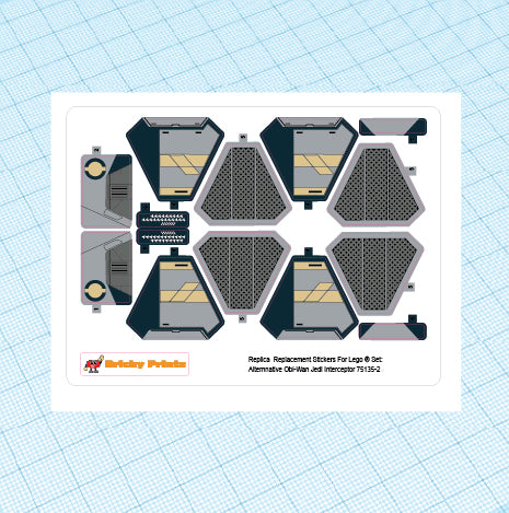 Replica Replacement sticker Set: Alternative Obi-Wan's Jedi Interceptor 75135 Dark Blue