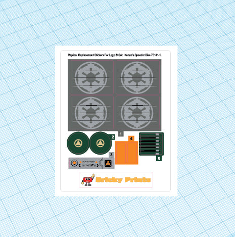 Replica Replacement sticker Set: Kanan's Speeder Bike 75141