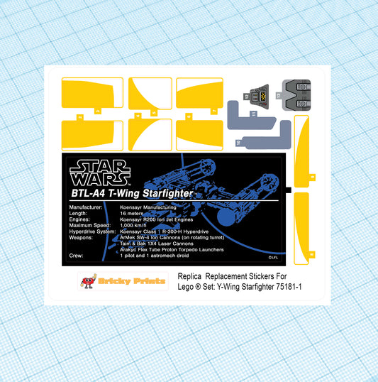 Replica Replacement sticker Set: UCS Y-Wing Starfighter 75181-1