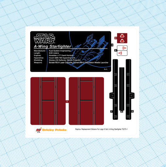 Replica Replacement sticker Set: A-wing Starfighter - UCS 75275