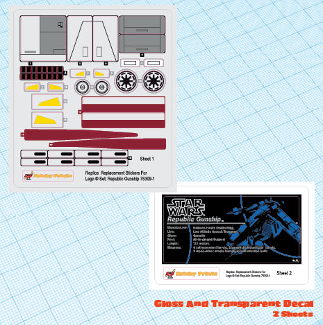 Replica Replacement sticker Set: UCS Republic Gunship 75309