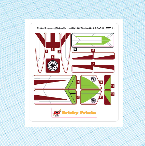 Replica Replacement sticker Set: Obi-Wan Kenobi's Jedi Starfighter 75333