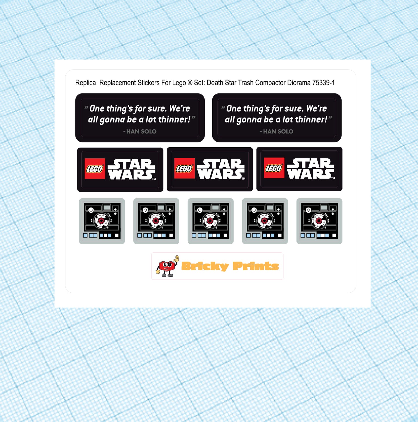 Replica Replacement sticker Set: Death Star Trash Compactor Diorama 75339