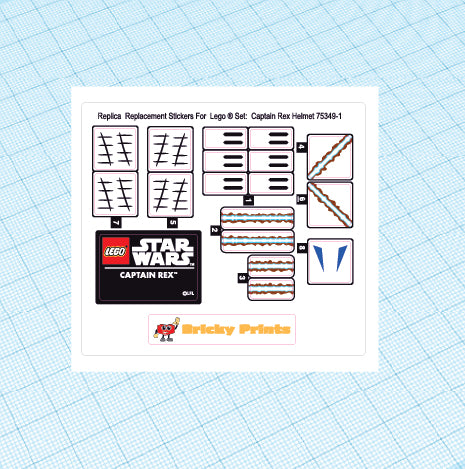 Replica Replacement sticker Set: Captain Rex Helmet 75349
