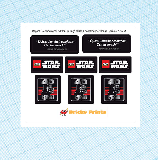 Replica Replacement sticker Set: Endor Speeder Chase Diorama 75353