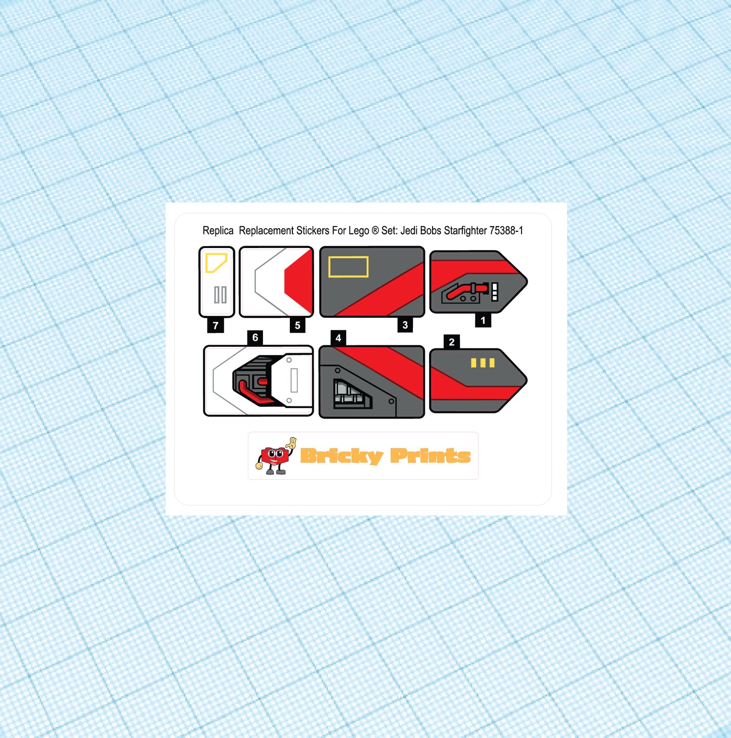 Replica Replacement sticker Set: Jedi Bob's Starfighter 75388