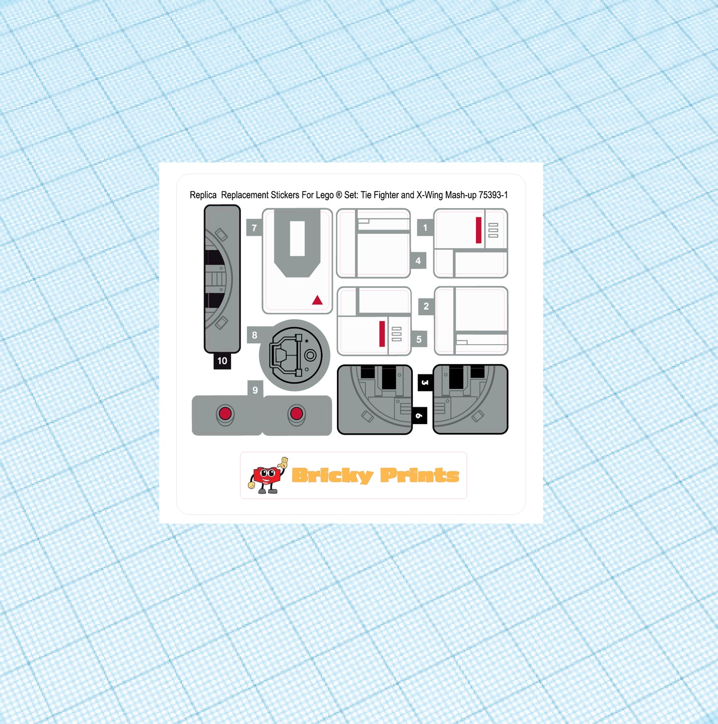 Replica Replacement sticker Set: TIE Fighter and X-Wing Mash-up 75393