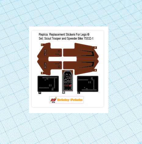 Replica Replacement sticker Set: Scout Trooper & Speeder Bike 75532