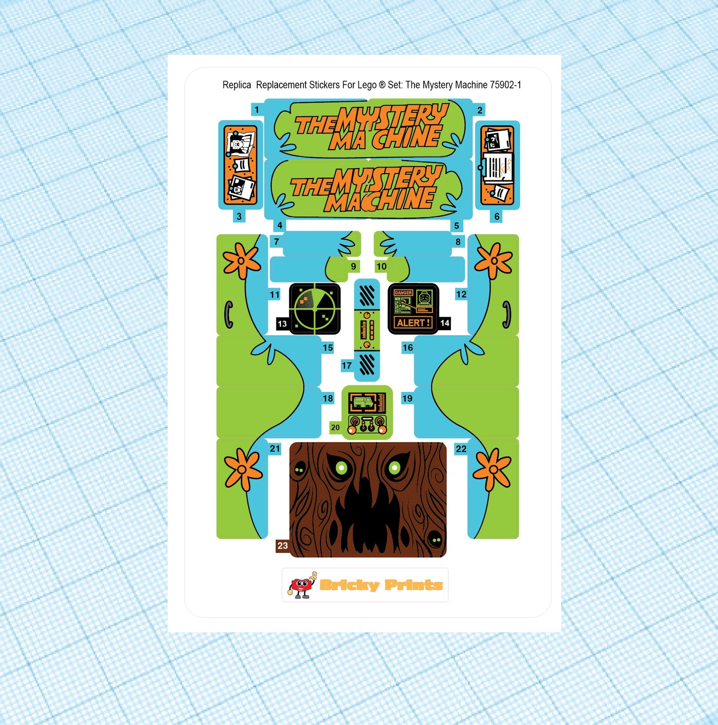 Replica Replacement sticker set: The Mystery Machine 75902