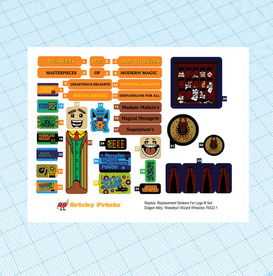 Replica Replacement sticker Set: Diag Alley Weasle Wizard Wheezes 76422
