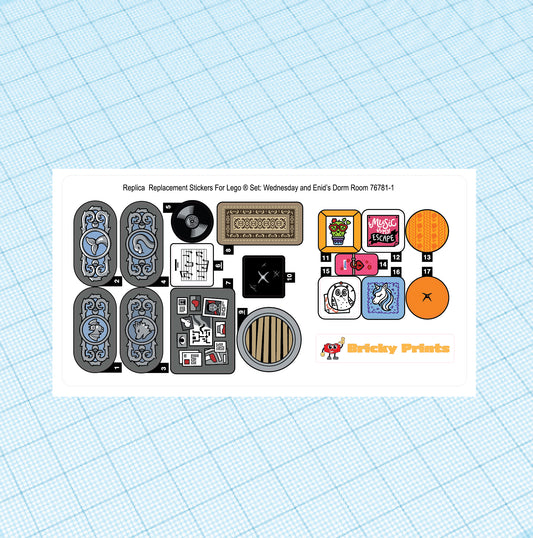 Replica Replacement sticker Set: Wednesday and Enid's Dorm Room 76781