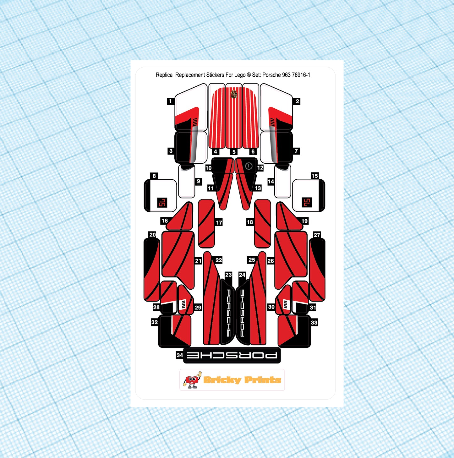 Replica Replacement sticker set: Speed Champions POR 963 76916