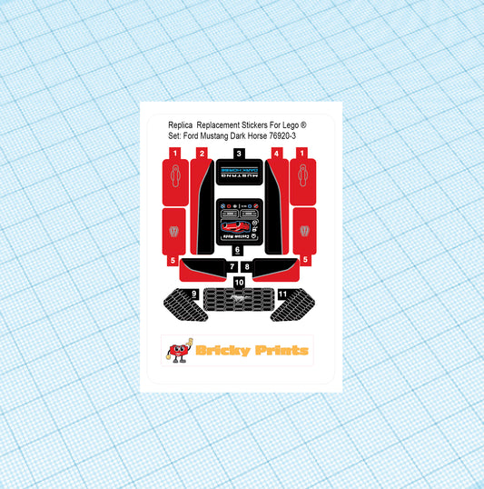 Replica Replacement sticker set: Speed Champions - FRD Must Dark Horse 76920 Red Version