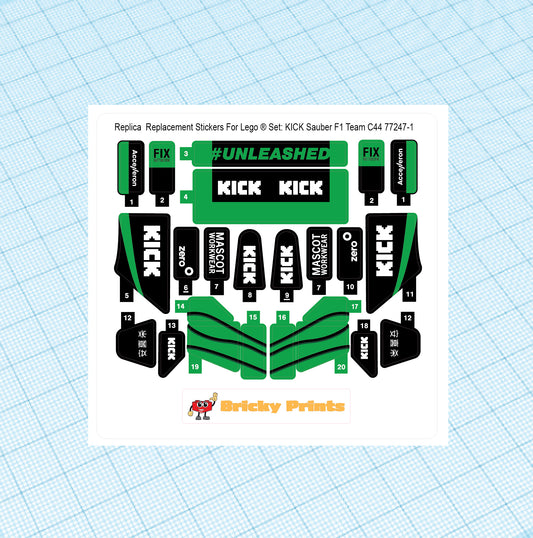 Replica Replacement sticker set: Speed Champions KICK Sauber F 1 Team C44 77247