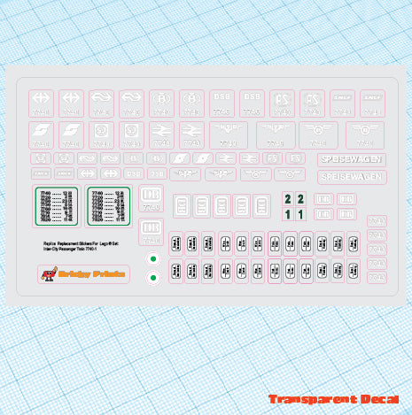 Replica Replacement sticker set: 12V Inter-City Passenger Train 7740-1