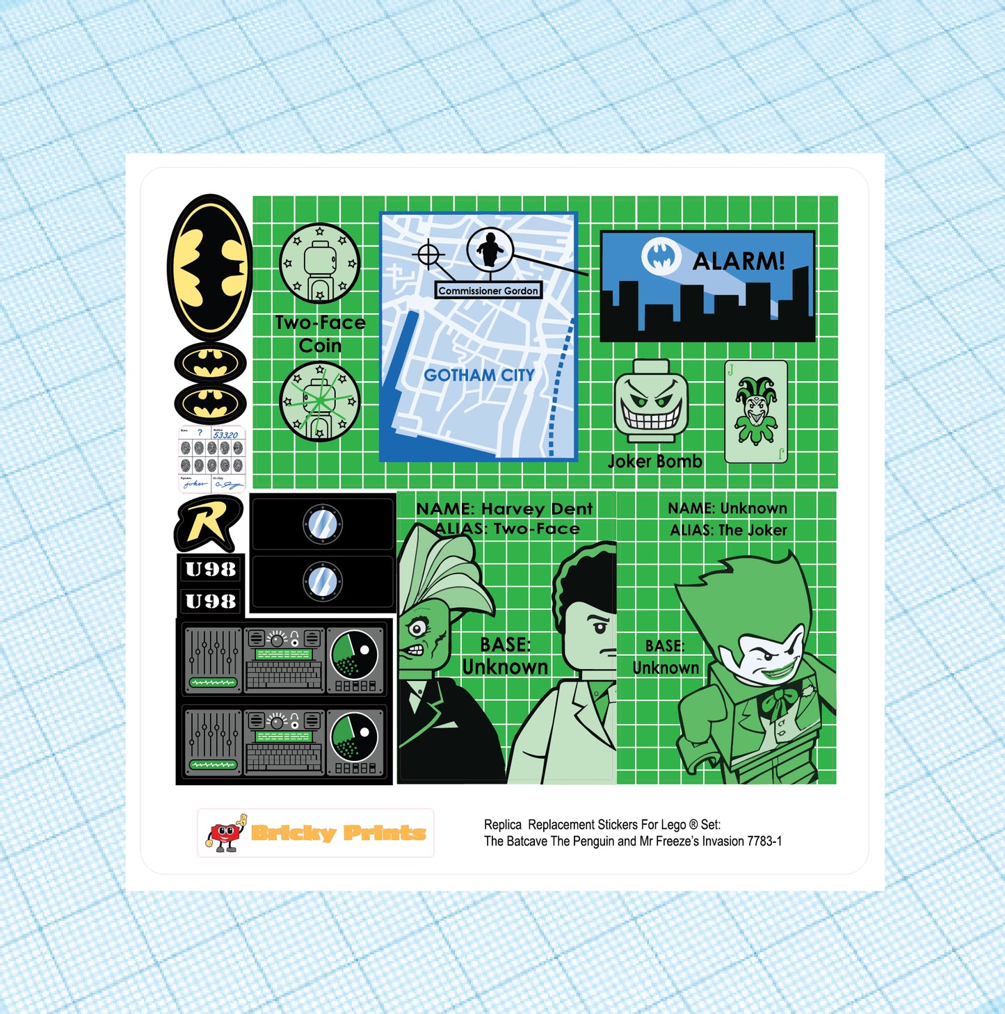 Replica Replacement sticker Set: The Batcave The Penguin and Mr. Freeze's Invasion 7783
